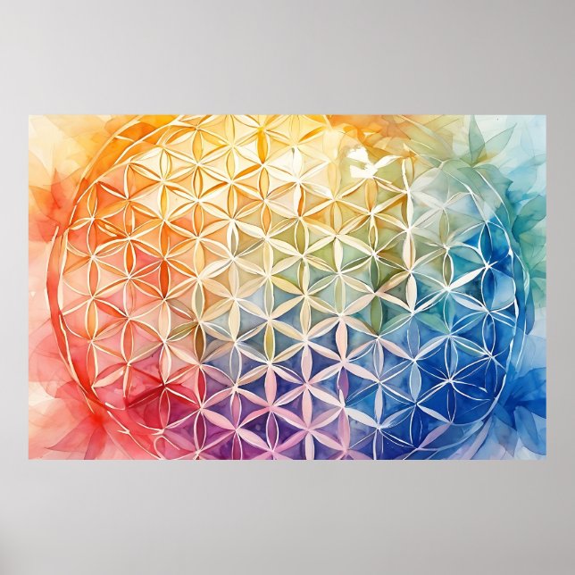 Flower of Life - Watercolor Painting Poster (Front)