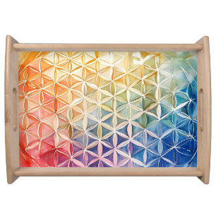 Flower of Life - Watercolor Painting Serving Tray