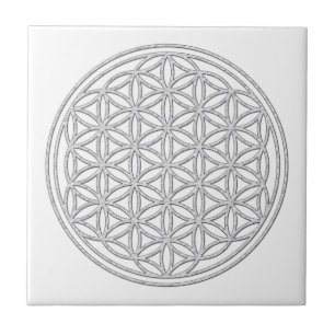 FLOWER OF LIFE - white Ceramic Tile