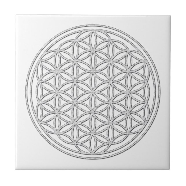 FLOWER OF LIFE - white Ceramic Tile (Front)