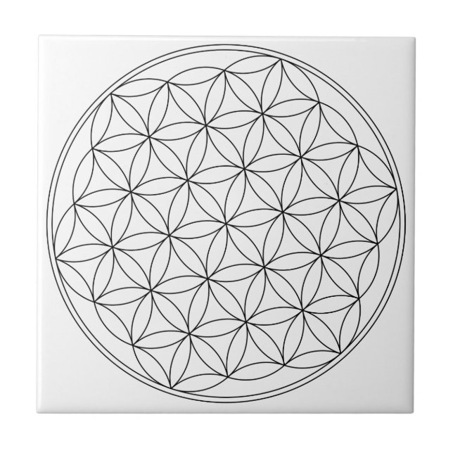 Flower of Life White Ceramic Tile (Front)