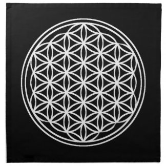 Flower of Life White Crystal Grid Black Cloth
