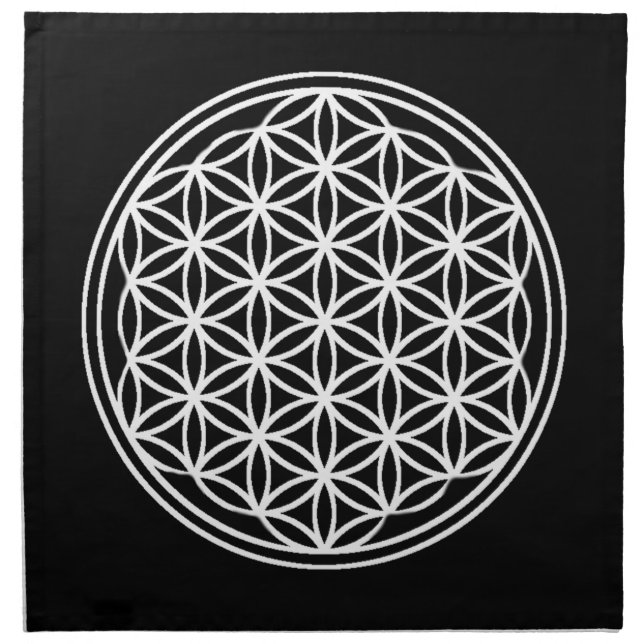 Flower of Life White Crystal Grid Black Cloth (Front)