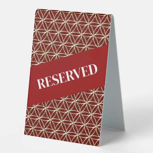 FLOWER OF LIFE - white gold pattern Table Tent (Front)