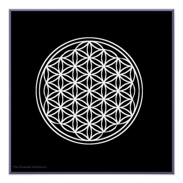 Flower of Life White on Black Glossy Poster (Front)