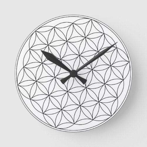 Flower of Life White Round Clock