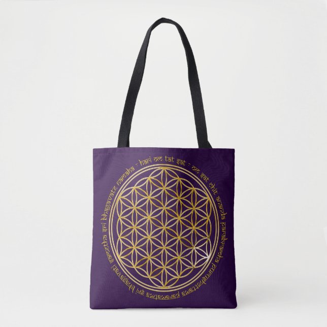 Flower of Life with Moola Mantra Tote Bag (Front)