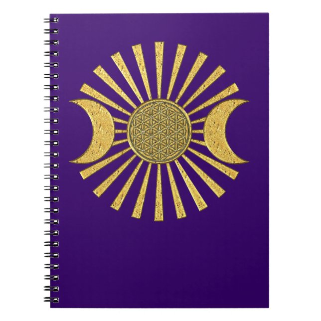 Flower Of Life with Moon Notebook (Front)