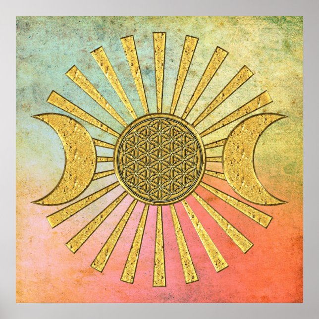 Flower Of Life with Moon Poster (Front)