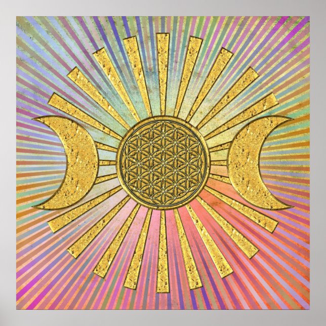 Flower Of Life with Moon Poster (Front)