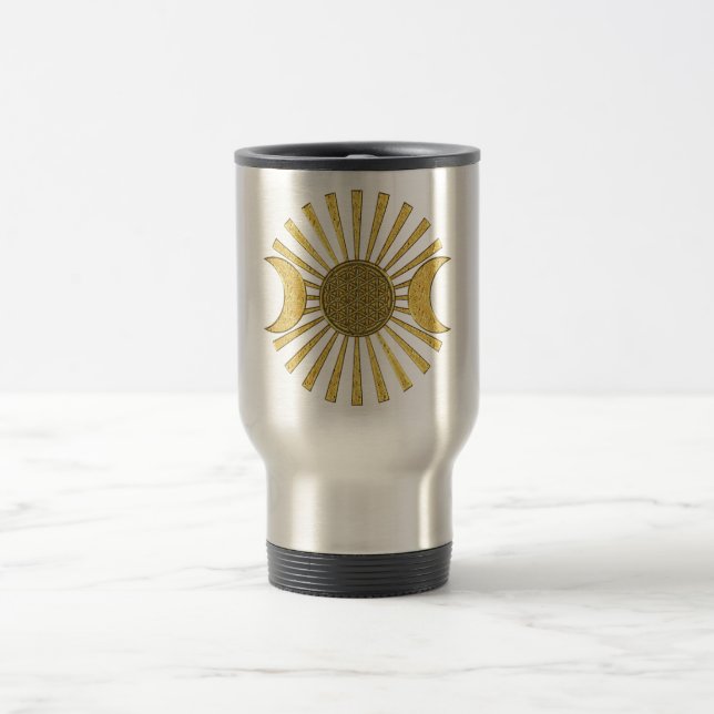 Flower Of Life with Moon Travel Mug (Center)
