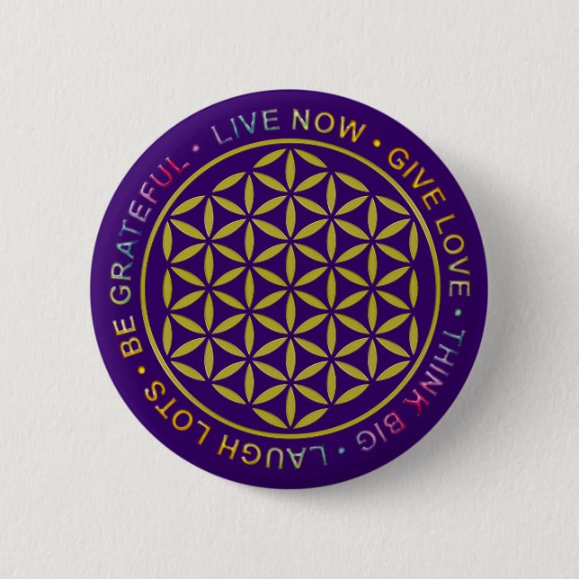 Flower Of Life with Rules Of Life Button (Front)