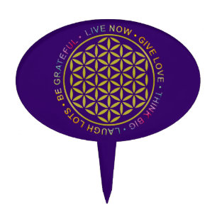 Flower Of Life with Rules Of Life Cake Topper