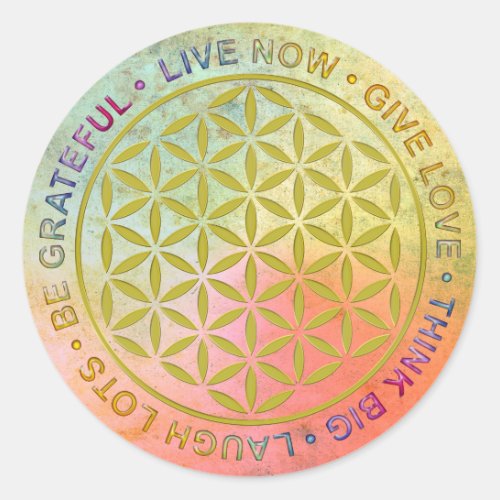 Flower Of Life with Rules Of Life Classic Round Sticker