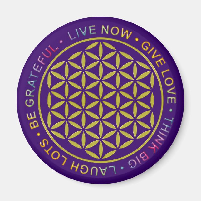 Flower Of Life with Rules Of Life Magnet (Front)
