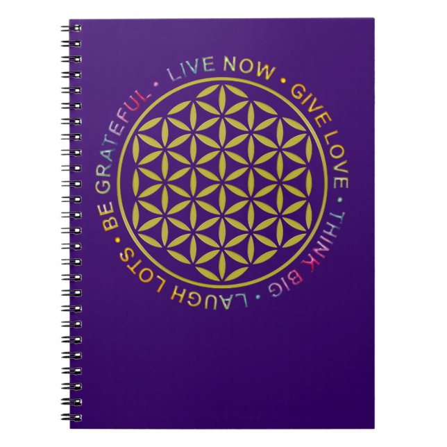 Flower Of Life with Rules Of Life Notebook (Front)