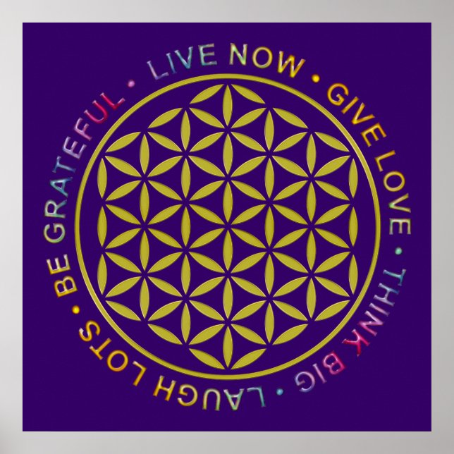 Flower Of Life with Rules Of Life Poster (Front)