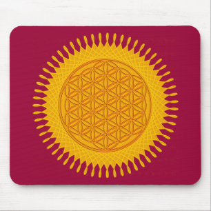 Flower Of Life - yellow sunny Mouse Pad
