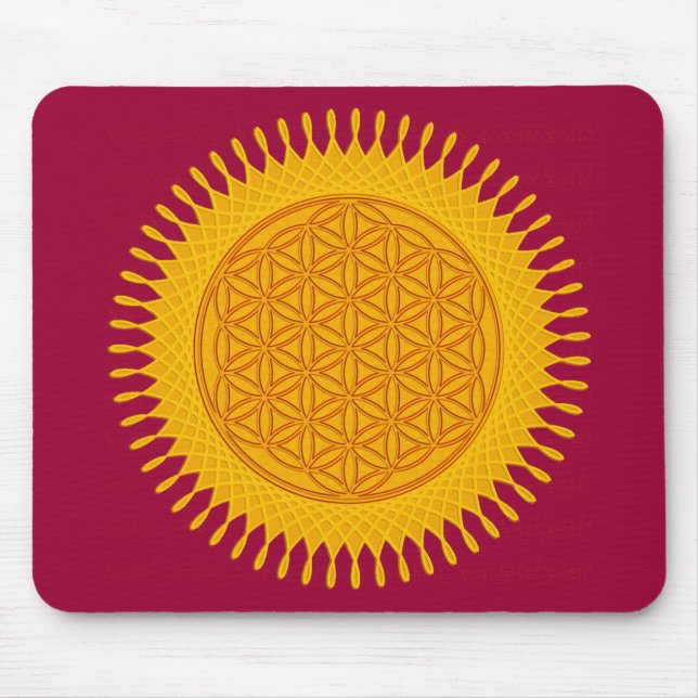 Flower Of Life - yellow sunny Mouse Pad (Front)