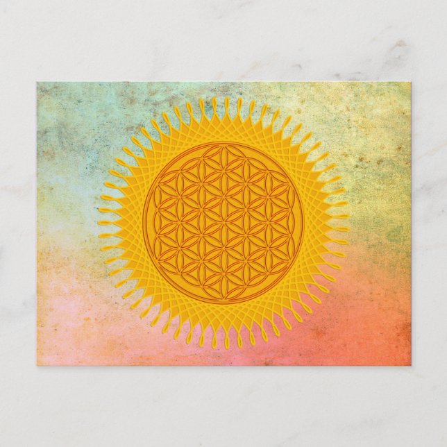 Flower Of Life - yellow sunny Postcard (Front)