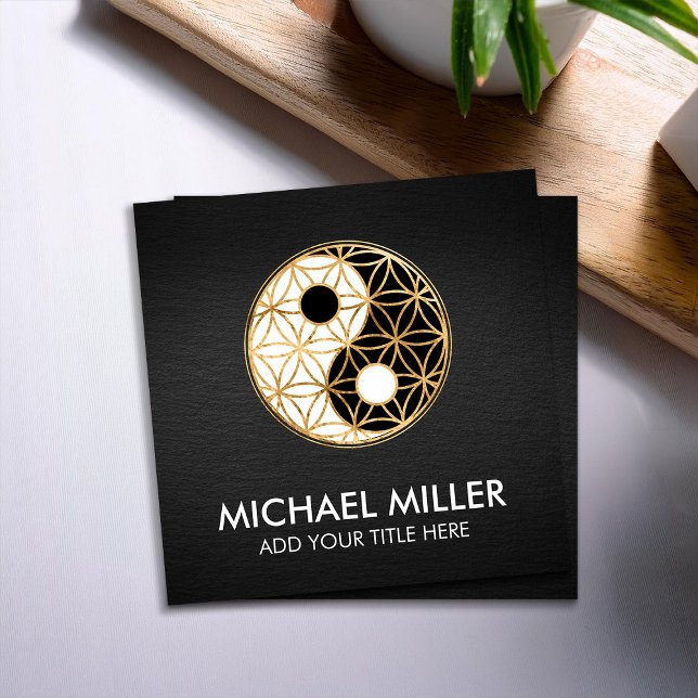 Flower of life - Yin Yang symbol Square Business Card (Creator Uploaded)