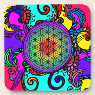 Flower of life zen Chakra Beverage Coaster
