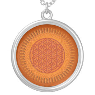 Flower Of Live / sun design Silver Plated Necklace