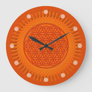 Flower Of Live - sun - seamless pattern 1 Large Clock
