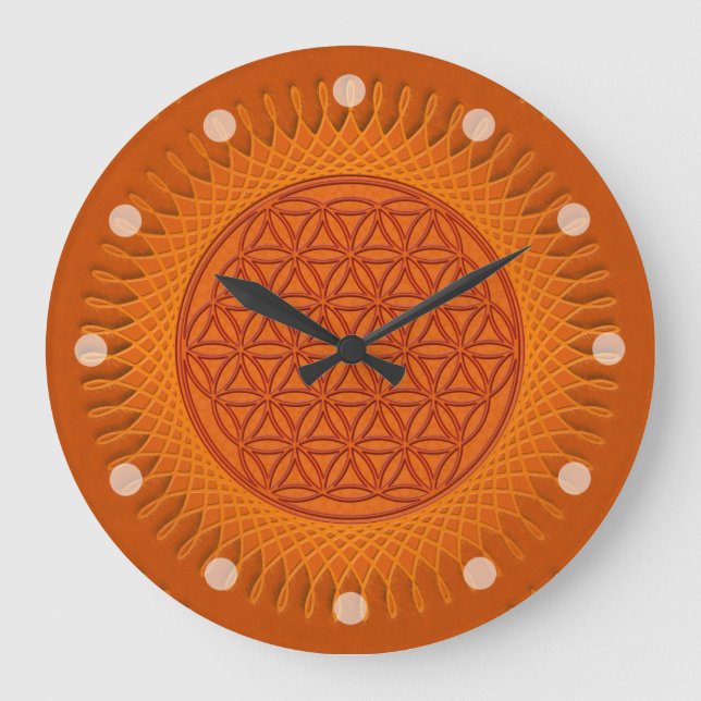 Flower Of Live - sun - seamless pattern 1 Large Clock (Front)