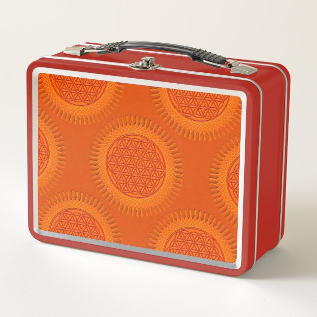 Flower Of Live - sun - seamless pattern 1 Metal Lunch Box (Front)