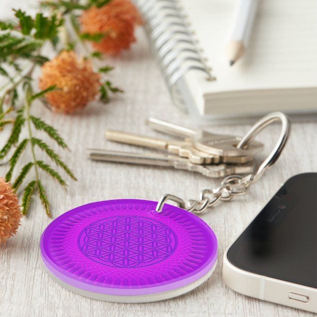Flower Of Live - sun - seamless pattern 3 Keychain (Front Right)