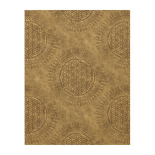 Flower Of Live - sun - seamless pattern 4 Wood Wall Art