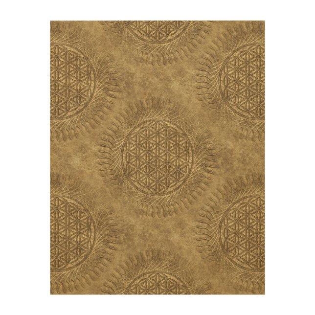 Flower Of Live - sun - seamless pattern 4 Wood Wall Art (Front)