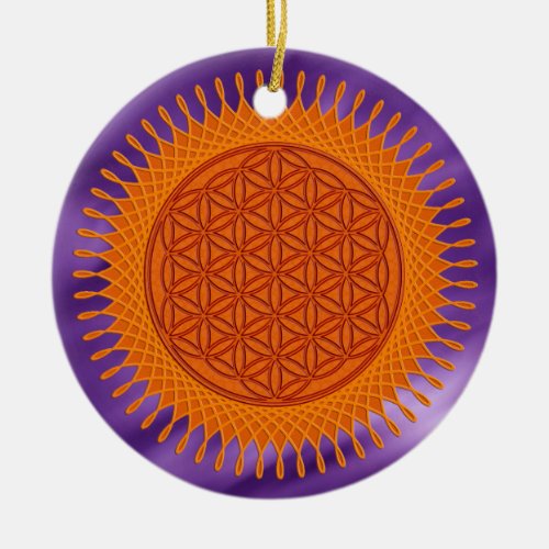 Flower Of Live  sunny design  lila waves Ceramic Ornament