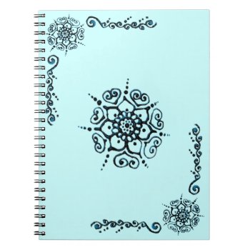 Flower Of Love (henna) (blue) Notebook by HennaHarmony at Zazzle