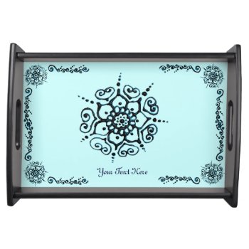 Flower Of Love (henna)(blue) Serving Tray by HennaHarmony at Zazzle