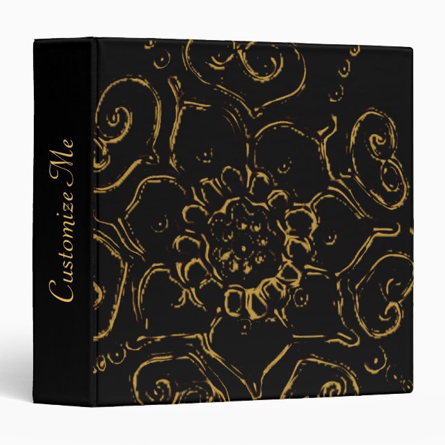 Flower Of Love (Henna) (Golden) 3 Ring Binder (Front/Spine)