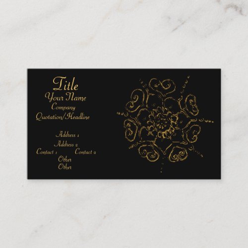 Flower Of Love Henna Golden Business Card