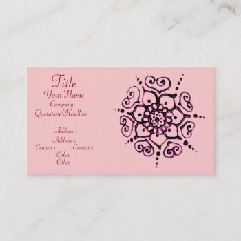Flower Of Love (henna) (pink) Business Card by HennaHarmony at Zazzle