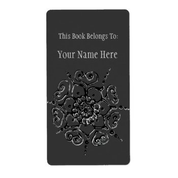 Flower Of Love (henna) (silver/effect) Label by HennaHarmony at Zazzle