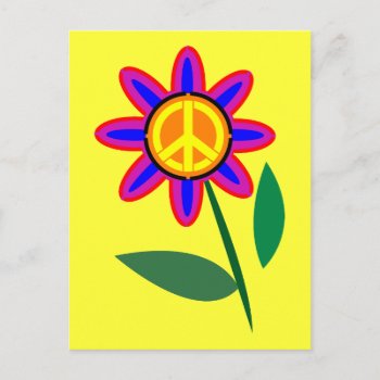 Flower Of Peace - Peace Sign Pop Art Postcard by fotoshoppe at Zazzle