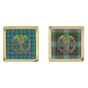 Flower Of Scotland Tartan Celtic Tree Of Life Cufflinks