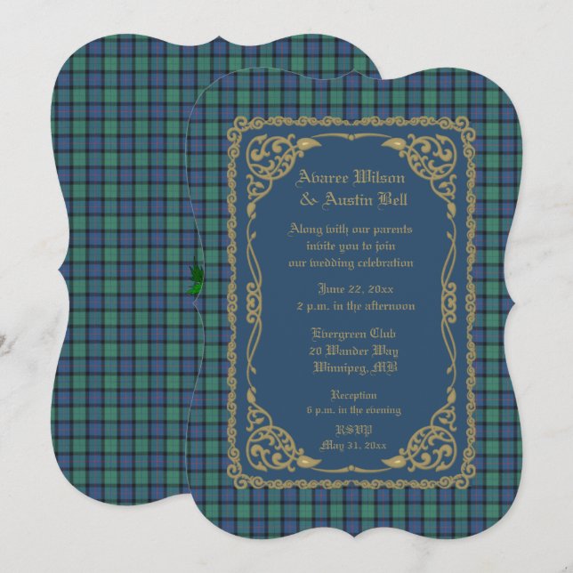 Flower of Scotland Tartan Plaid Wedding Invitation (Front/Back)