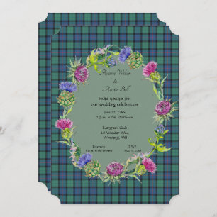 Flower of Scotland Tartan With Gold Frame Invitation
