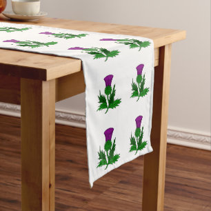 Flower of Scotland Thistle On White Medium Table Runner
