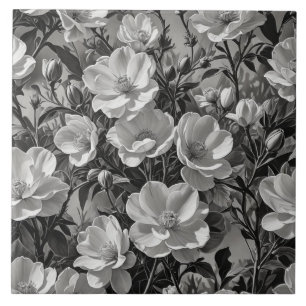 Flower oil painting grayscale ceramic tile