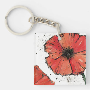 Flower on a White Background Keychain