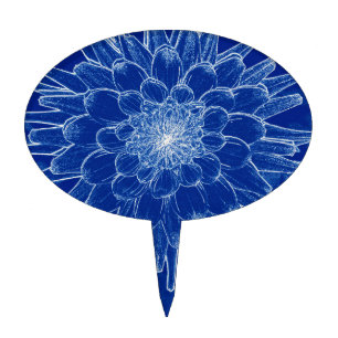 flower on blue cake topper