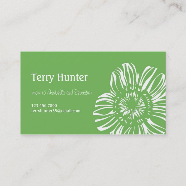 Flower on Green Background Calling Card (Front)