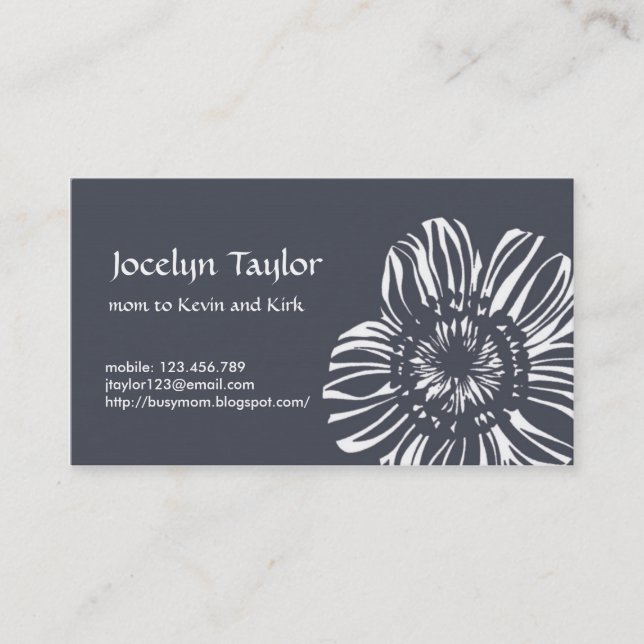 Flower on Grey Background Calling Card (Front)